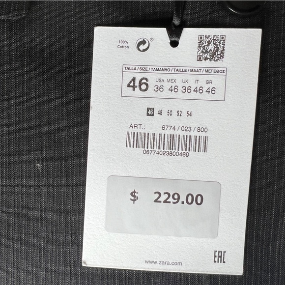 ZARA PINSTRIPE SUIT JACKET LIMITED EDITION BLACK SIZE 42  | 6774/023/800 - Picture 6 of 16